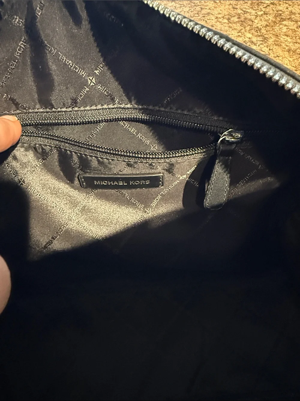 Michael Kors Black Patent Dome Satchel with MK Embossing